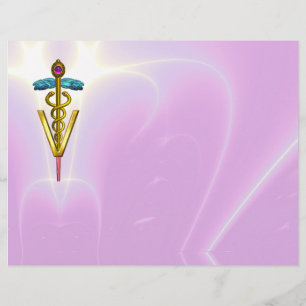 GOLD CADUCEUS VETERINAIR SYMBOOL, lila, roze