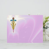 GOLD CADUCEUS VETERINAIR SYMBOOL, lila, roze (Staand voorkant)