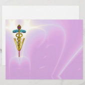 GOLD CADUCEUS VETERINAIR SYMBOOL, lila, roze (Voorkant / Achterkant)