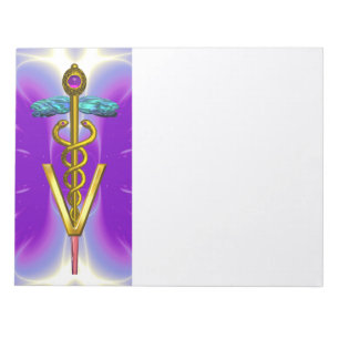 GOLD CADUCEUS VETERINAIR SYMBOOL, Paars Violet Notitieblok