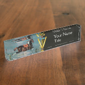 "GOLD CADUCEUS VETERINARY SYMBOL" NAAMBORDJE (Zijkant)