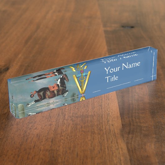 "GOLD CADUCEUS VETERINARY SYMBOL" NAAMBORDJE (Zijkant)