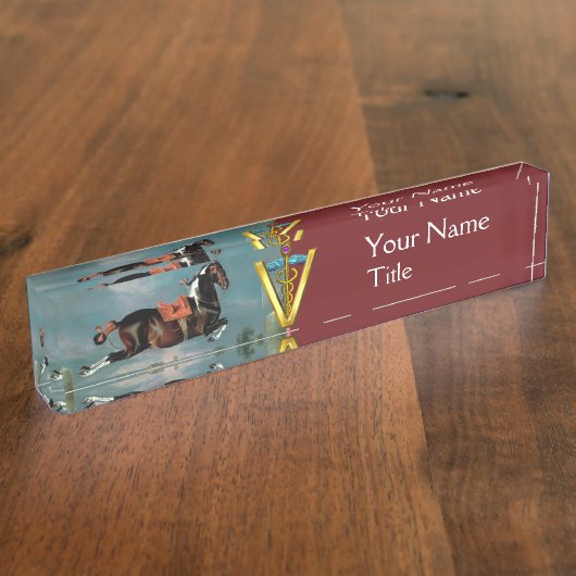 "GOLD CADUCEUS VETERINARY SYMBOL" NAAMBORDJE (Zijkant)