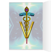 GOLD CADUCEUS VETERINARY SYMBOL Turquoise Blue (Binnen (Links))