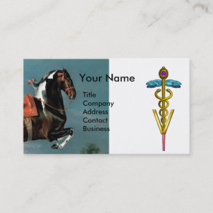 "GOLD CADUCEUS VETERINARY SYMBOL" VISITEKAARTJE