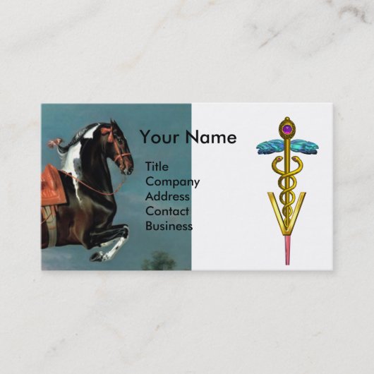 "GOLD CADUCEUS VETERINARY SYMBOL" VISITEKAARTJE (Voorkant)