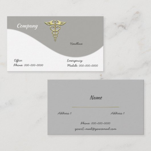 Gold Caduceus Visitekaartje (Voorkant / Achterkant)