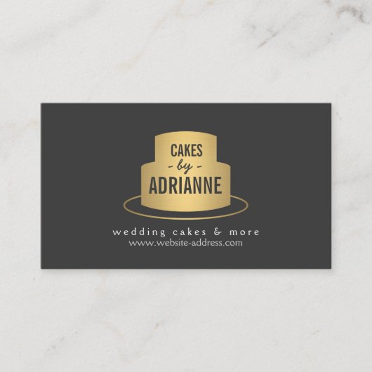 Gold Cake Logo II voor Bakkerij, Cafe, Chef Visitekaartje (Voorkant)