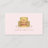 Gold Cake Logo op Roze voor Bakkerij, Cafe, Chef Visitekaartje (Voorkant)