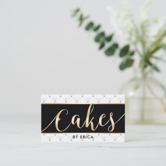 Gold Cake Typography Pastry Chef Luxury Bakery Visitekaartje (Staand voorkant)
