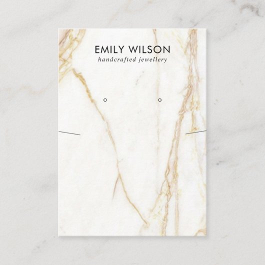 GOLD CALACATTA MARBLE KETTING EARRING DISPLAY VISITEKAARTJE (Voorkant)