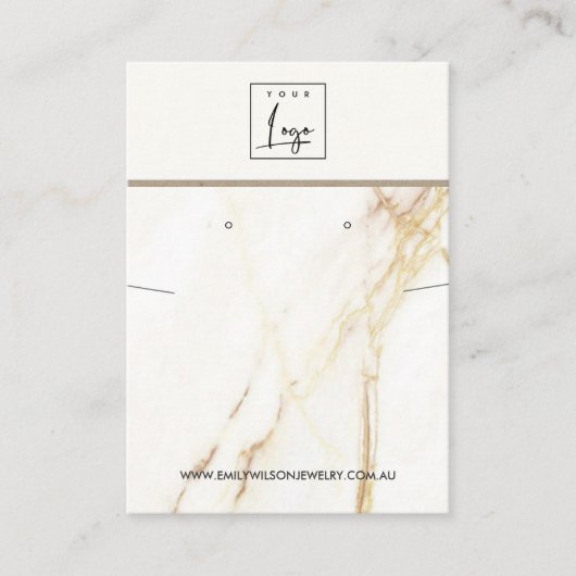 GOLD CALACATTA MARBLE KETTING EARRING DISPLAY VISITEKAARTJE (Voorkant)