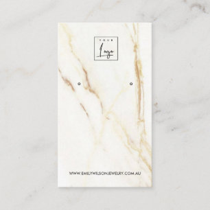 GOLD CALACATTA MARBLE STUD EARRING DISPLAY CARD VISITEKAARTJE