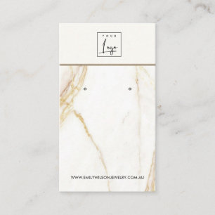 GOLD CALACATTA MARBLE STUD EARRING DISPLAY CARD VISITEKAARTJE