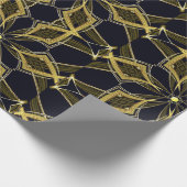 Gold caleidoscoop op zwart weefsel cadeaupapier (Hoek)