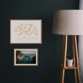 Gold California Grizzly Bear Typography Art Print