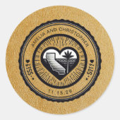 Gold California Passport Ronde Sticker (Voorkant)