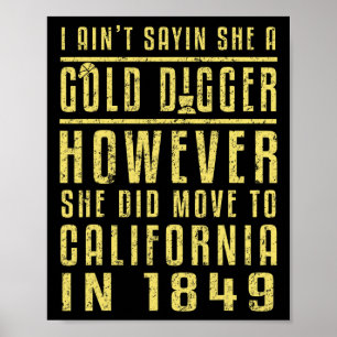 Gold California Rush Black Geschiedenis Gift Polit Poster