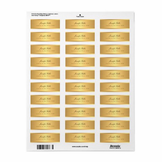 Gold Calligraded Script Name Professional Elegant Etiket (Full Sheet)