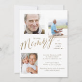 Gold Calligrafie 3 Foto in Loating Memory Funeral Kaart (Voorkant)