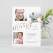 Gold Calligrafie 3 Foto in Loating Memory Funeral Kaart (Staand voorkant)