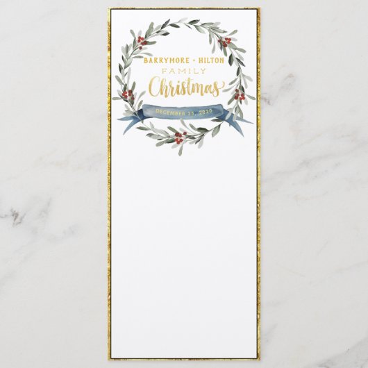 Gold Calligrafie Elegant Family Kerstmis Menu (Achterkant)