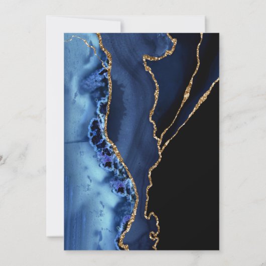 Gold Calligrafie en Navy Blue Save the Date Kaart (Achterkant)