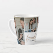 Gold Calligrafie familie fotocollage Latte Mok (Linkerhoek)