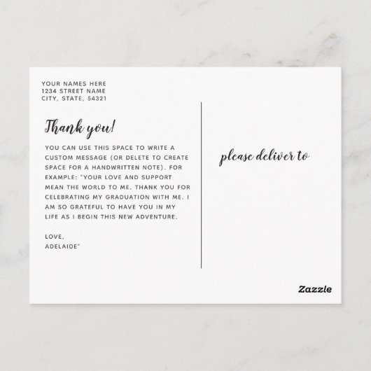 Gold Calligrafie Foto Afstuderen Hartelijk dank Briefkaart (Achterkant)