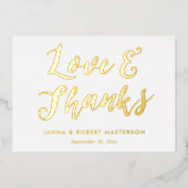 Gold Calligrafie Foto van Love and Bedankt Gold Folie Uitnodiging (Voorkant)