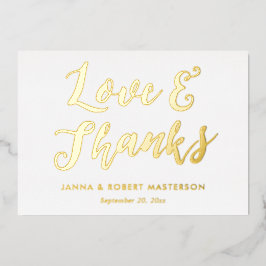 Gold Calligrafie Foto van Love and Bedankt Gold Folie Uitnodiging
