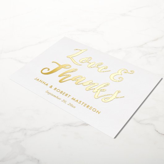 Gold Calligrafie Foto van Love and Bedankt Gold Folie Uitnodiging (Gedraaid)