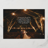 Gold Calligrafie Foto van Love and Bedankt Gold Folie Uitnodiging (Achterkant)