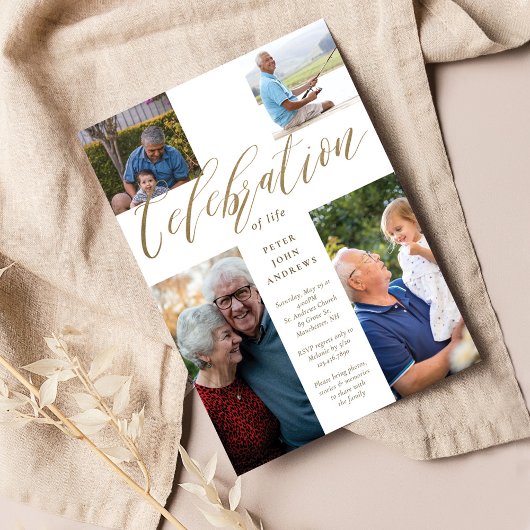 Gold Calligrafie Fotocross-viering van het leven Kaart