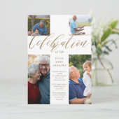 Gold Calligrafie Fotocross-viering van het leven Kaart (Staand voorkant)