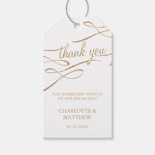 Gold Calligrafie Hartelijk dank voor de voordelen  Cadeaulabel (Voorkant)