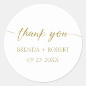 Gold Calligrafie op witte dank Sticker (Voorkant)