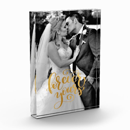 Gold Calligrafie voor je bruiloft herinneringen Fotoblokken (Links)