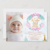 Gold Calligrafie Winter Onederland Fotodag Kaart (Voorkant)