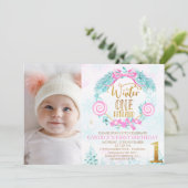 Gold Calligrafie Winter Onederland Fotodag Kaart (Staand voorkant)