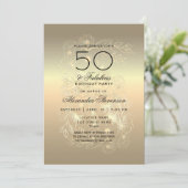 Gold Calligraphy 50th Birthday Kaart (Staand voorkant)