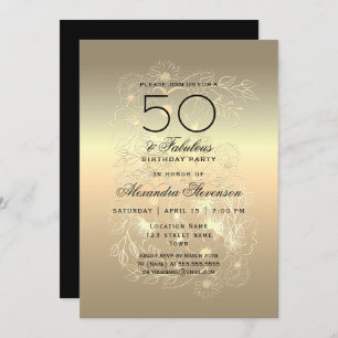 Gold Calligraphy 50th Birthday Kaart
