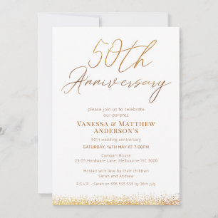 Gold Calligraphy 50th Wedding Jubileum Kaart