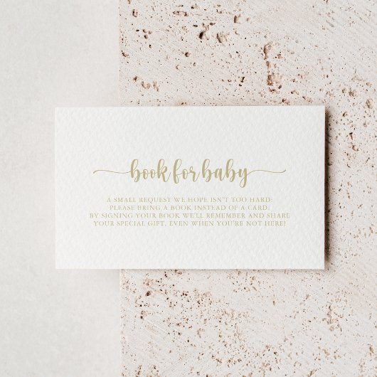 Gold Calligraphy Baby shower Book Request Informatiekaartje