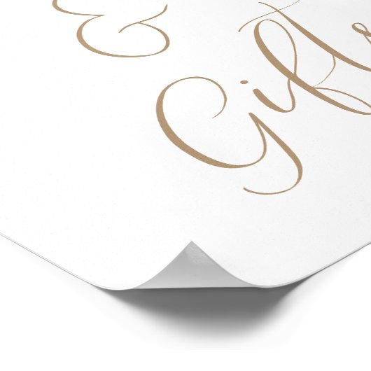 Gold Calligraphy Baby shower Kaarten and Gifts Sig Poster (Hoek)