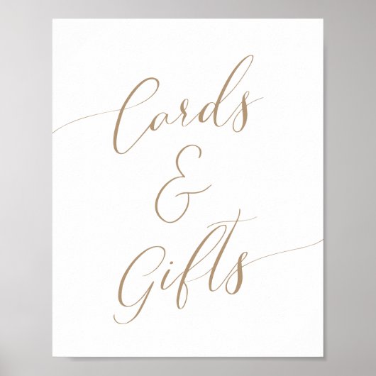 Gold Calligraphy Baby shower Kaarten and Gifts Sig Poster (Voorkant)