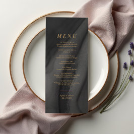 Gold Calligraphy & Black Agat Wedding Menu