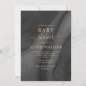 Gold Calligraphy & Black Baby shower Invitation Kaart (Voorkant)