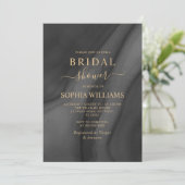 Gold Calligraphy & Black Bridal Shower Invitation Kaart (Staand voorkant)