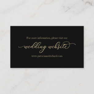 Gold Calligraphy Black Wedding Website Visitekaartje